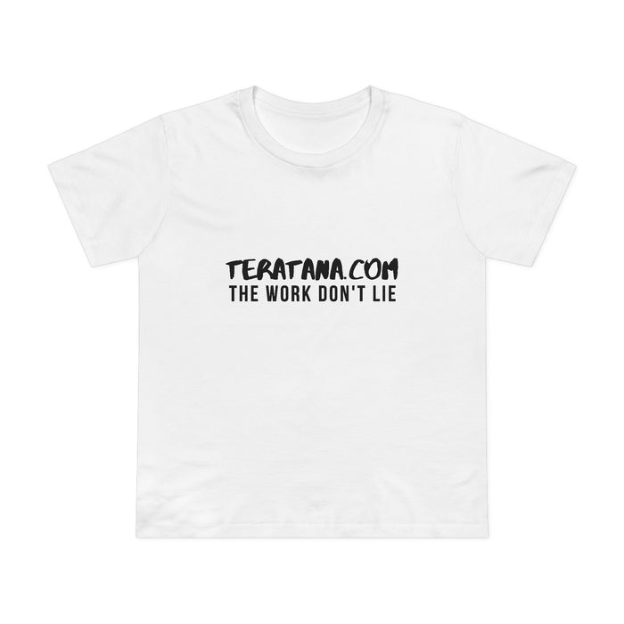 Work Don't Lie Wordmark Women's Tee · White · front